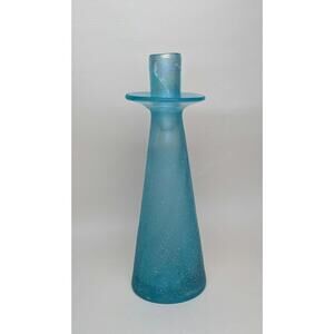 Vintage‎ Cenedese Scavo Murano glass MCM turquoise blue Italian candleholder